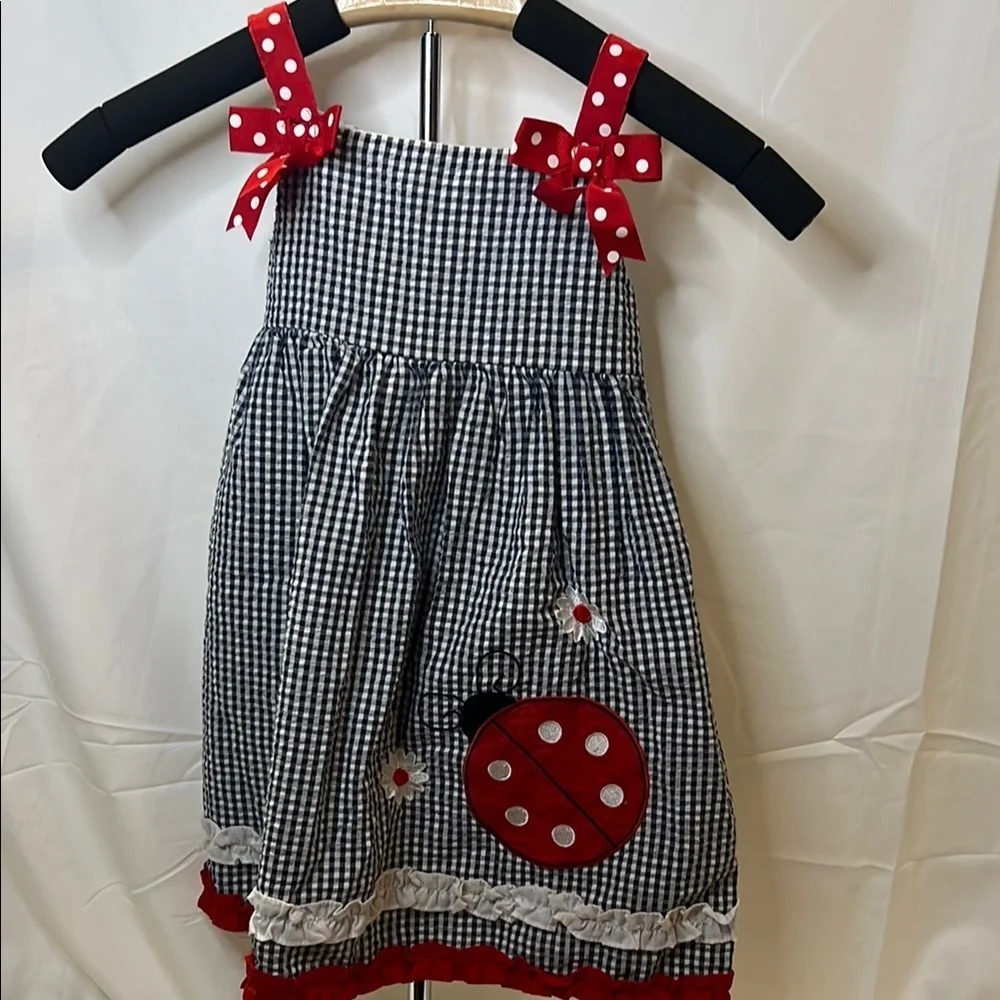 Rare Editions Black and White Gingham Dress with Red Accents